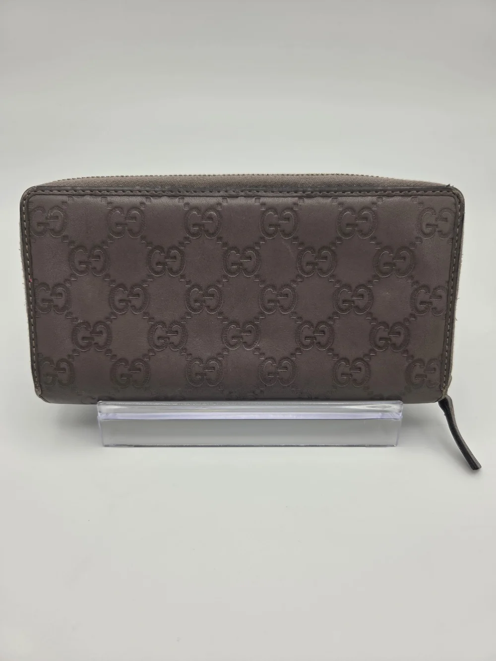 Authentic Gucci Guccissima Purple Gray Mayfair Bow Long Wallet
